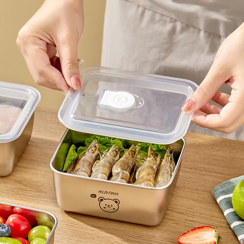 Милый контейнер для еды 304 нержавеющая сталь квадратный герметичный контейнер для сохранения свежести с крышкой штабелируемый криспер коробка для хранения продуктов