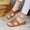 One-word drag women's shoes summer new flat-bottomed sandals outdoor wear soft-soled casual versatile beach H drag large size explosion C