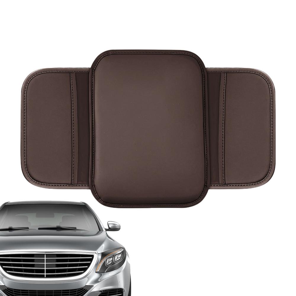 Car Armrest Cover PU Leather Waterproof Armrest Box Mat Center Console Mat Wear-Resistant Arm Rest Cushion Center Console