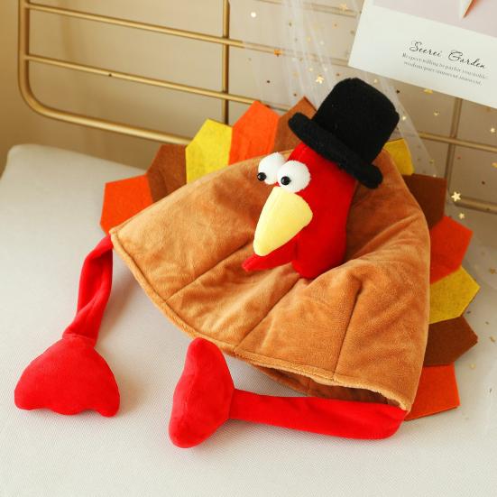 Thanksgiving Turkey Hat for Men Women Long Leg Plush Turkey Hat Funny Turkey Cosplay Costume Accessories for Thanksgiving Harvest Party Supplies