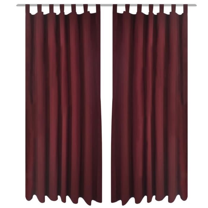 2 Pcs Eyelet Curtain Micro Satin Burgundy 140 X 225 Cm