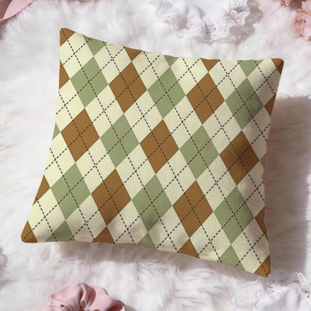 Argyle Cushion Cover Premium Comfort Reversible Pillow Cove Two in One Design for Any Room Car Interior