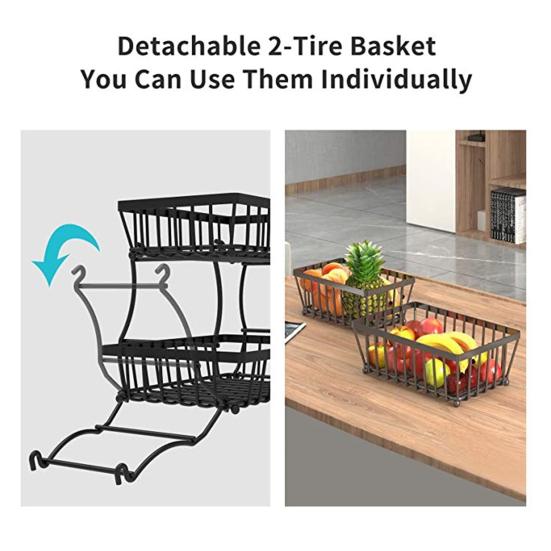 2-х уровневая корзина для фруктов на столешницу для кухни прочная металлическая емкость для хранения овощей хлебница