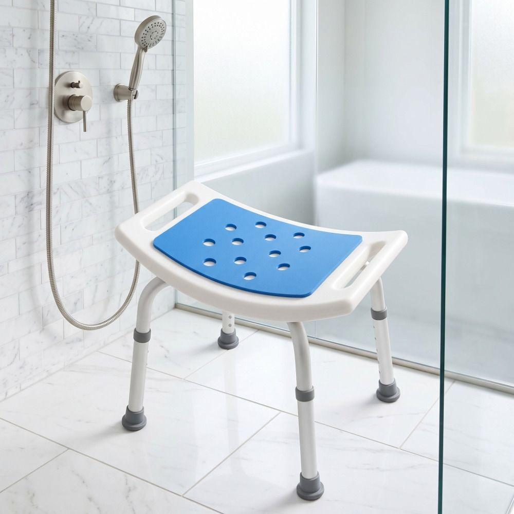2PCS Blue Shower Bench Cushion EVA Shower Stool Cushion Durable Shower Chair Pad Home Bathroom