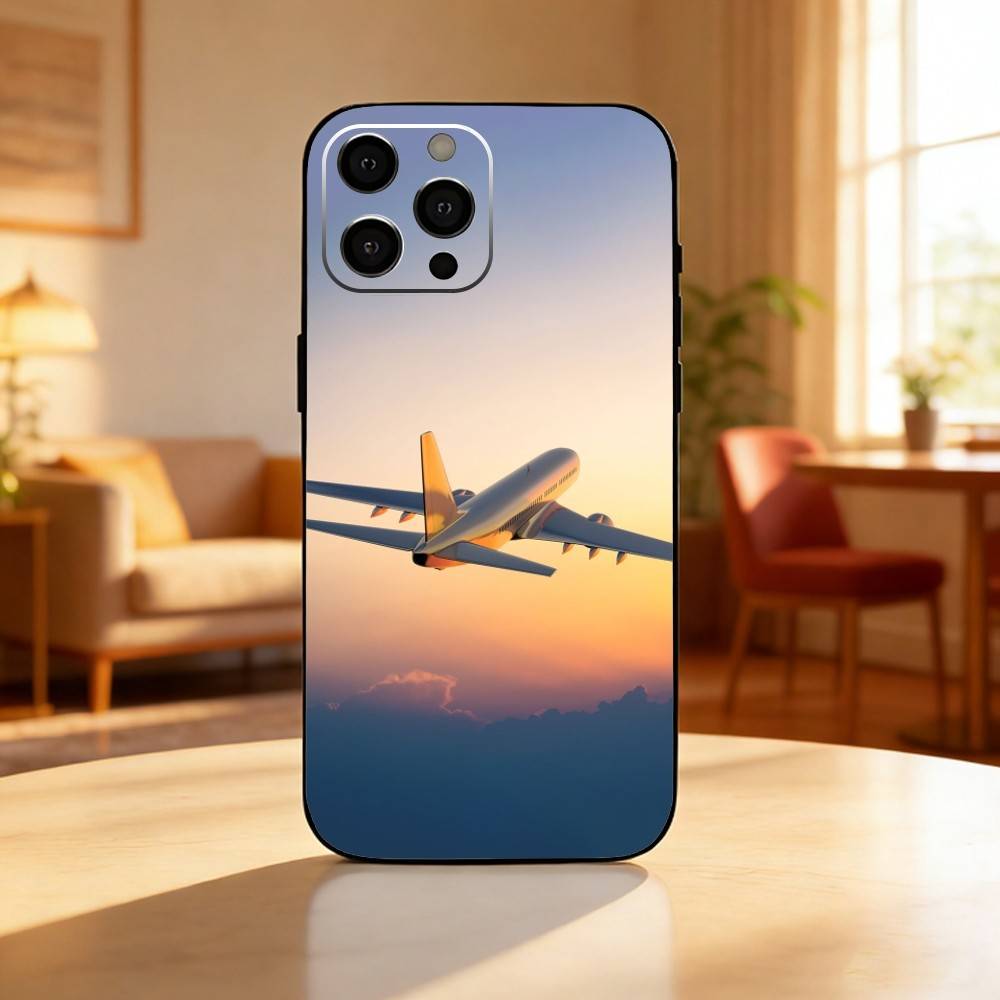 Чехол для телефона Самолет Самолет Для iPhone 17 16 15 14 13 12 Max Plus Силиконовый Черный Чехол