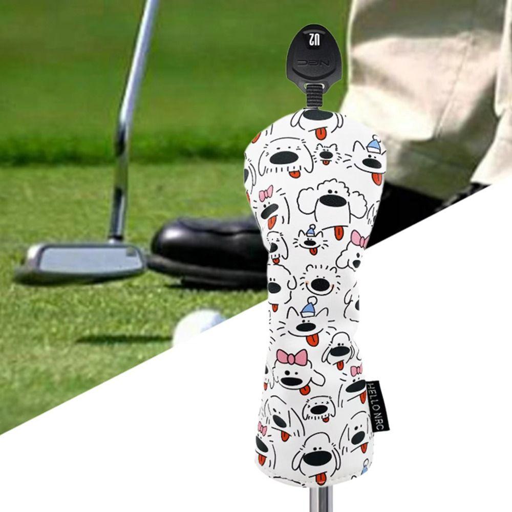 PU Leather Golf Wood Headcover Cartoon Printed Golf Club Protector Outdoor Sports