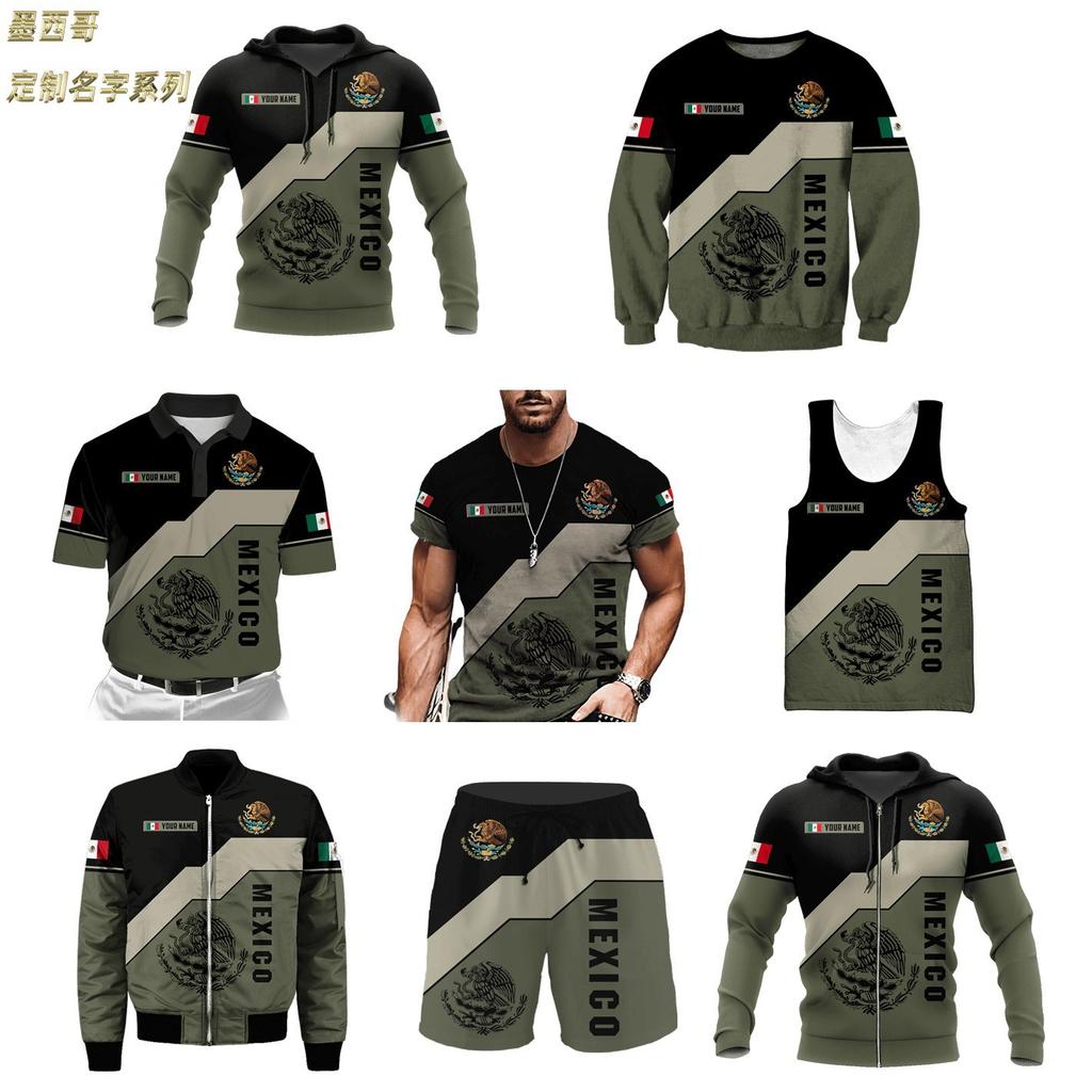 2025 Europe, America, Europe and America men's sweater Mexico logo boys sweater 3D printing autumn and winter hooded sweater