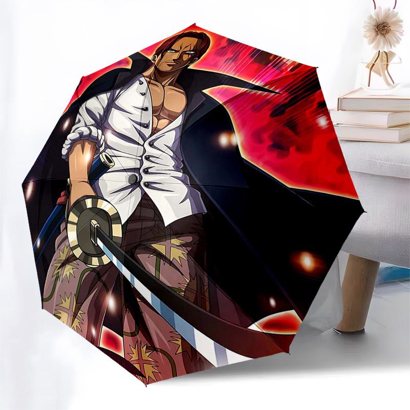 1pc One Piece Law's Auto-Open Close Outdoor Umbrella with 3-Fold Design and Iron Frame - Perfect for Outdoor Use, Travel, and Gifts for Fans.L091