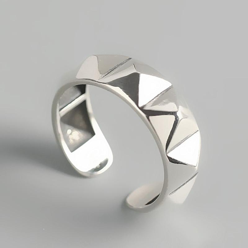 Temperament Glossy rhombus Ring Opening Ring Silver Color Ring Jewelry For Women Gifts Party