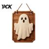 Indoor Wall Hanging Vintage Wooden Halloween Welcome Door Hanger, Pumpkin Ghost Skull Witch Front Porch Decoration Sign, Farmhouse Decor for