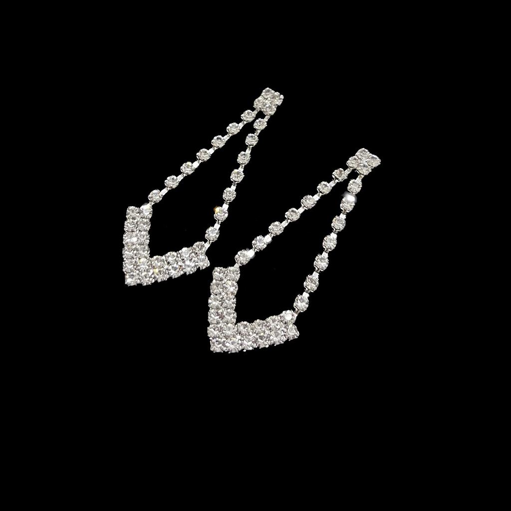 Роскошные супер-флэш-геометрические полые стразы, ожерелье, серьги, комплект свадебных серег, свадебное платье для женщин