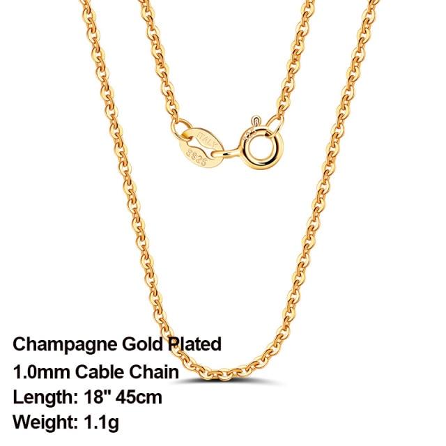 Итальянская цепочка из стерлингового серебра 925 пробы, розовое золото, цвет 1,0 мм, ожерелье-цепочка, серебряная о-образная цепочка, перекрестная цепочка