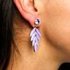 Vintage Lavender Glass Fairy Leaf Drop Earrings