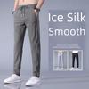 Мужские повседневные брюки из ледяного шелка в корейском стиле, большого размера, модные трендовые прямые