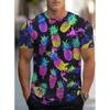 Summer Round Neck 3D Pineapple Pattern Print Top Fashionable Casual Short Sleeved Men's T-shirts