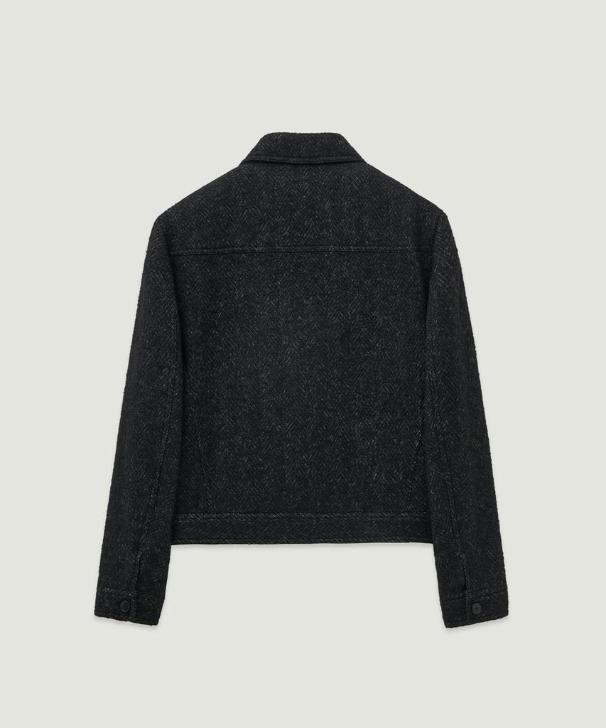 Lmood Narci Herringbone Wool Trucker Jacket Black