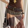 Suede Leather Waistband Rivet Western Cowboy Belt Adjustable Women Wide Belt  Pants Accessories