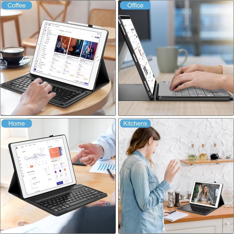 Keyboard Case For iPad Pro 12.9 1st/2nd Gen / A1584/A1652/A1670/A1671 Detachable Wireless Bluetooth Cover+Pencil Holder