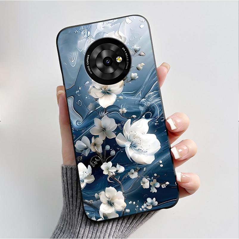 For TCL Suixuetang M1/OneTouch T615N Case Back Cover Fashion Butterfly Flower Black Shockproof Soft Silicone Bumper Phone Casing