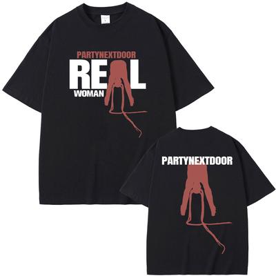 Рэпер Partynextdoor Обложка альбома Real Woman Графическая футболка Мужская Женская Хип-хоп Оверсайз Футболки Мужская Мода Тренд Уличная одежда
