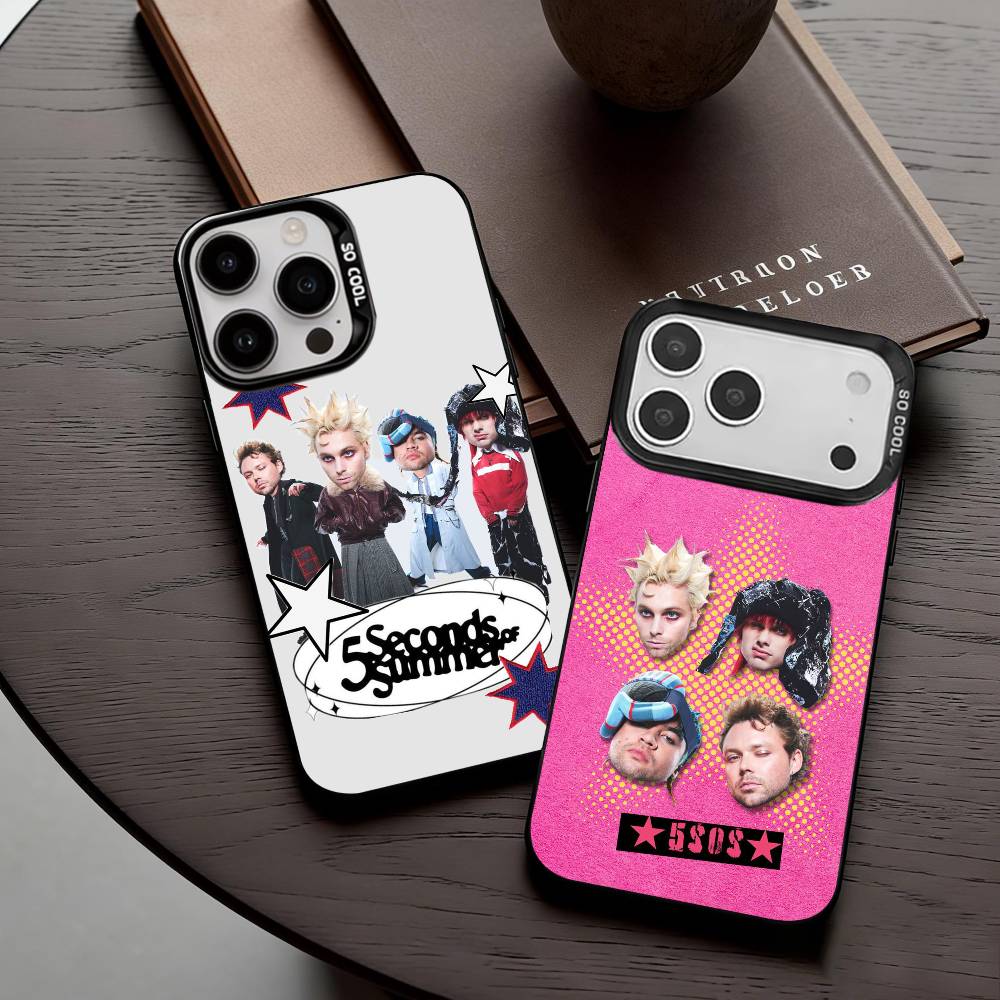 P-Popular Rock B-Band 5-5SOS Phone Case For iPhone17,16,15,14,13,12,11 Plus,Pro Max Black Candy Silver Plated Cover