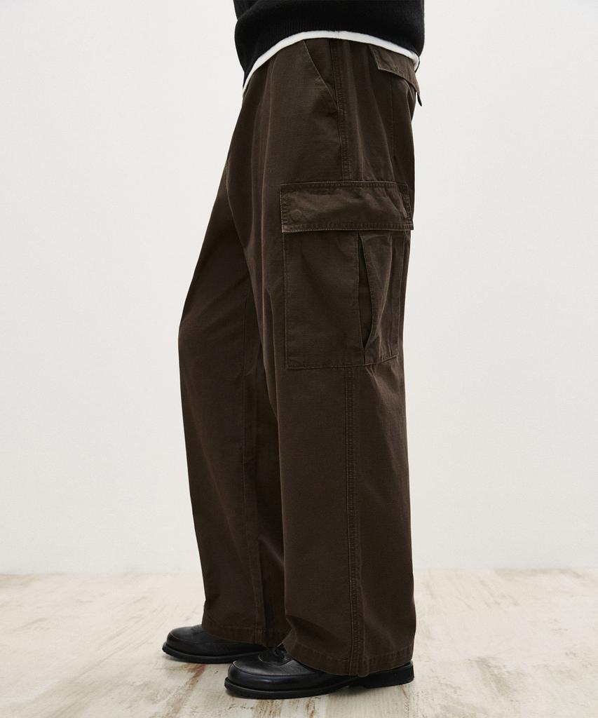 SUARE Ripstop Washed Cargo Pants Dark Brown