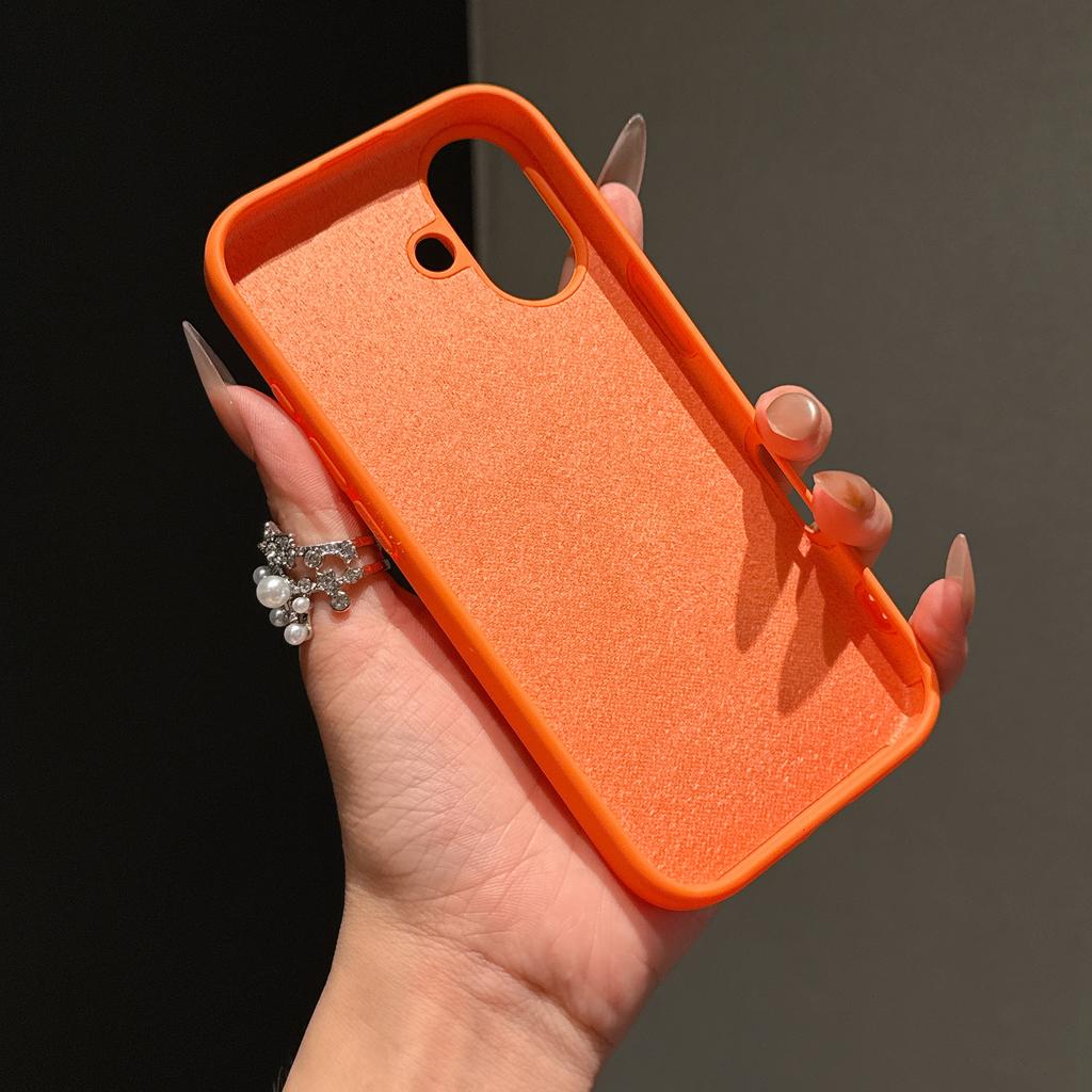 For For Iphone 17 Pro 17 16 15 14 13 12 11 ProMax mini Plus Non-Slip Bumper Cover Original Liquid Silicone Orange Color Case