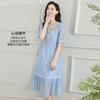 Summer V-neck solid color long skirt with versatile temperament, thin women's dress