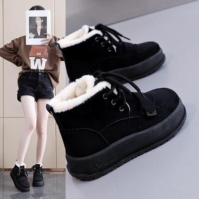 Женские зимние легкие теплые плюшевые ботинки на толстой подошве, нескользящие, износостойкие, повседневные спортивные хлопковые ботинки