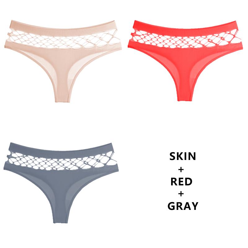TERMEZY 3Pcs/Set Hollow Out G-String Seamless Sexy Panties Women Elasticity Underwear Temptation Middle-waist Panty