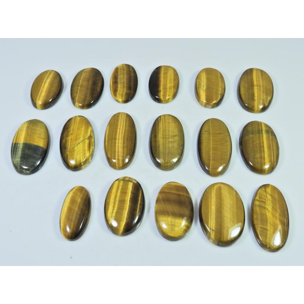 17Pcs Natural Brown Tiger eye Oval Shape Cabochon Loose Gemstone 315Cts. Lot C-2482