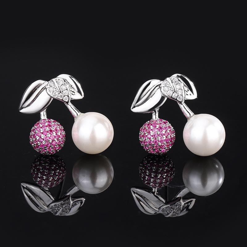 Маленькие серьги с вишневым жемчугом, новые серьги премиум-класса, серьги-иглы из серебра Dopamine Fresh S925