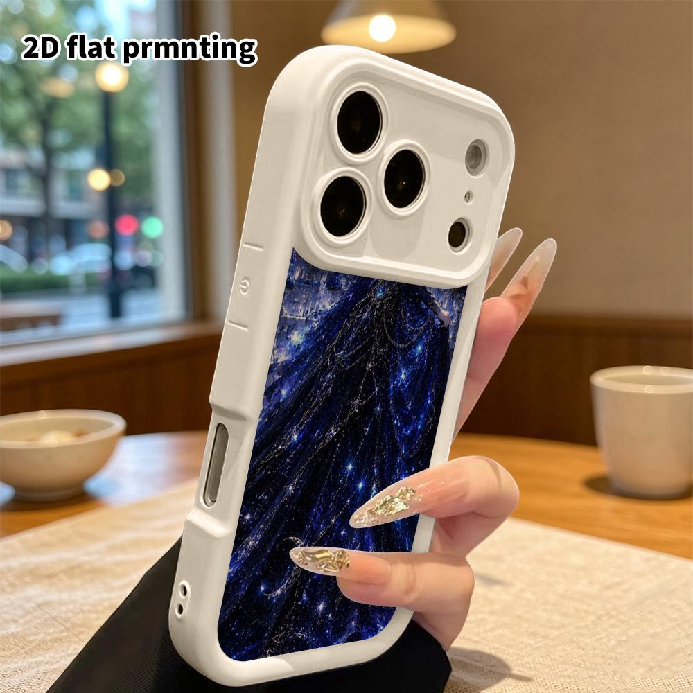 Phone Case: 2D flat design suitable for iPhone 18 17 16 15 14 13 Pro protective case, Moonlit Starry Queen, perfect Christmas and Halloween holiday gi