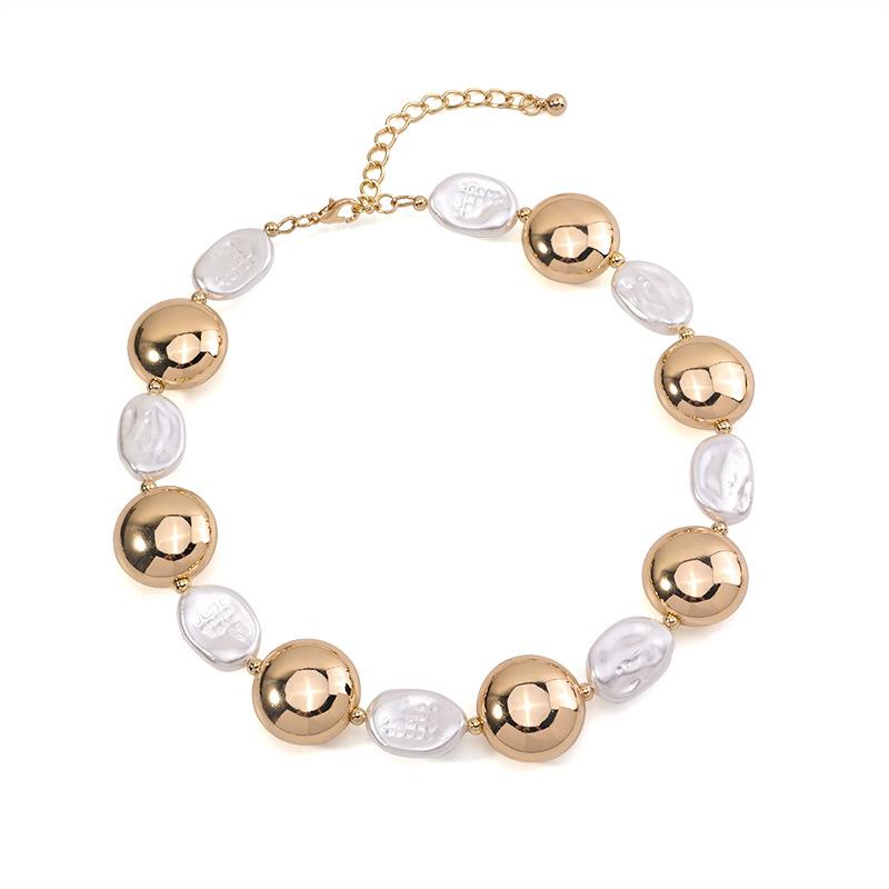 Irregular Baroque Pearl Splicing Metal Collar Niche Design Clavicle Chain Jewelry Necklace