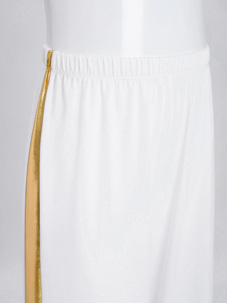 Girls Liturgical Dance Pants Metallic Patchwork High Waist Elastic Band Wide Leg Loose Trousers