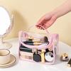 Zippered Travel Cosmetic Bag Heart Shape Mesh Waterproof Cosmetic Bag  Daily Travel