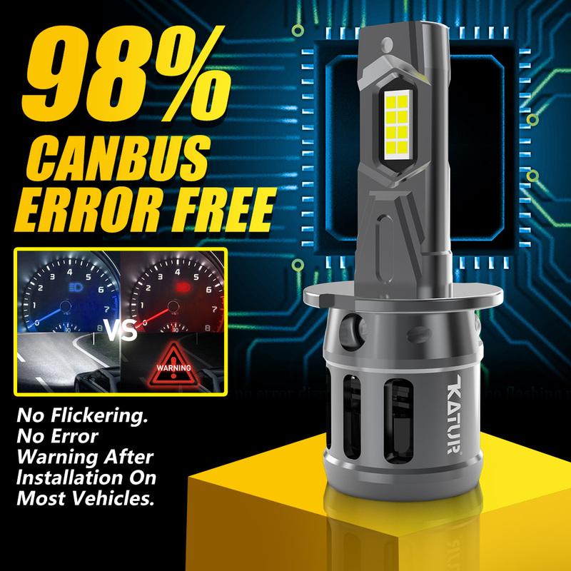 Katur 2x H3 LED Headlight Bulb Canbus Car Head Fog Light Super Bright 6000K 20000Lm 110w For BMW E30 E53 E65 E66 E67 E46 3 2001