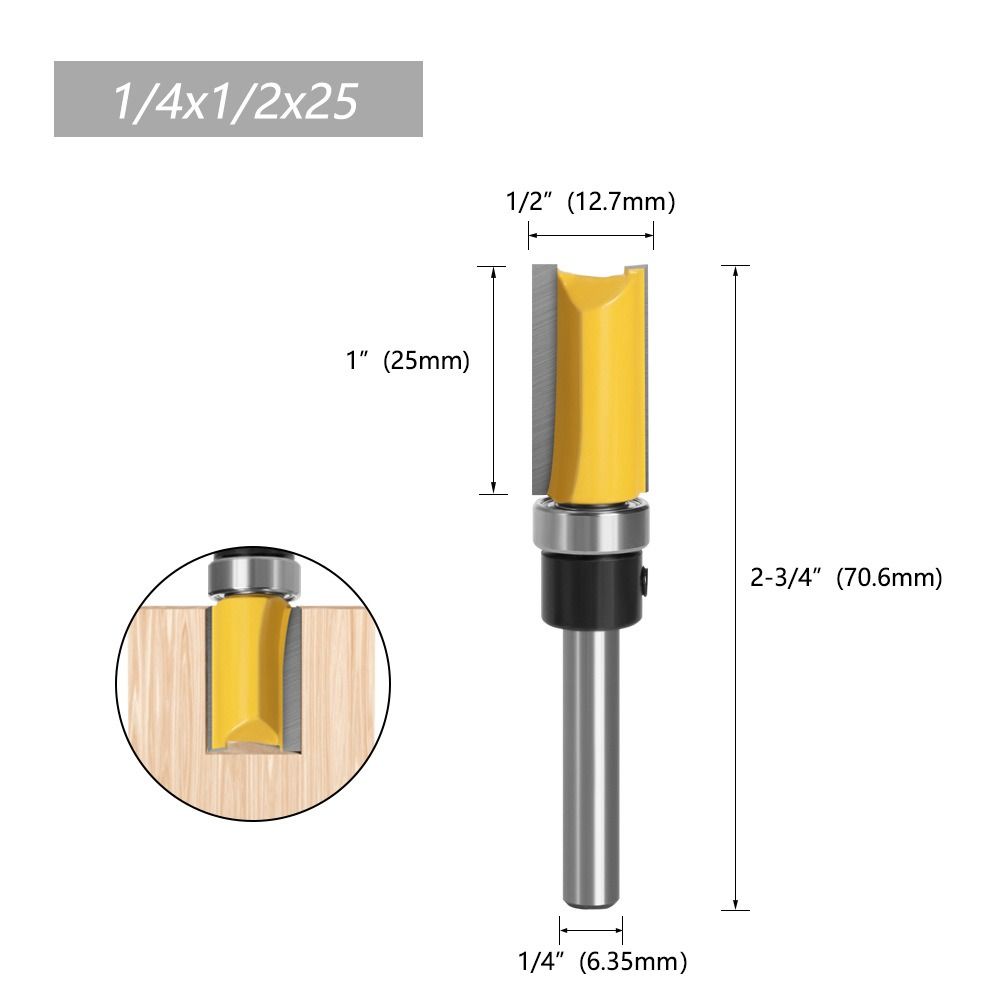 Straight Tooth Trim Router Bit 6.35m Shank Drill Bit New Slotting Cutter Woodworking Tool
