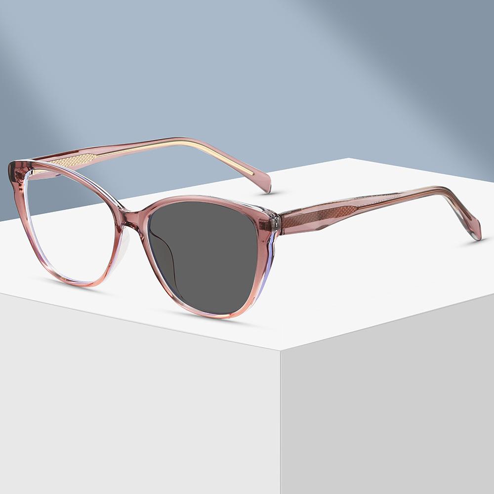 TR glasses large frame glasses frame cat eye full frame black anti-blue light discoloration flat mirror spot