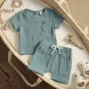 0-4Y Summer Baby Boy Girl Clothes Sets Toddler Newborn Kid Baby Soft T-shirt Shorts Children Outfits Solid Color