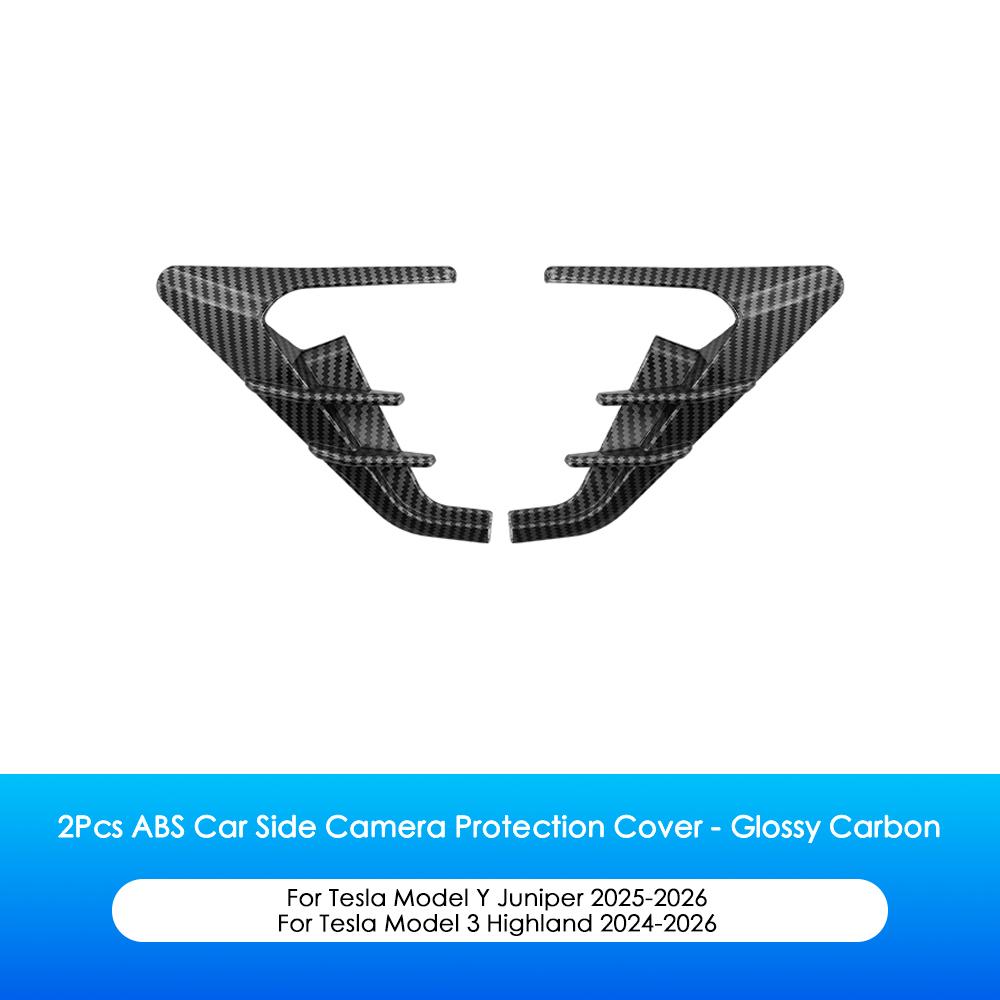 Heenvn 2Pcs Car ABS Side Camera Protection Cover Decor Sticker For Tesla Model 3 Highland Model Y Juniper 2025 2026 Accessories