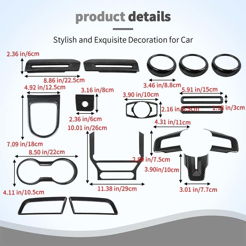 ABS Co-Pilot Center Console Decoration Steering Wheel Cover Sticker Fit For Ford Mustang 2015-2023 Interior Accessories