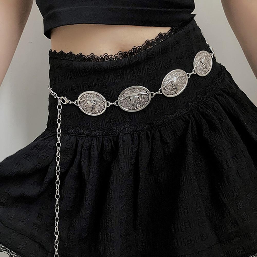 Vintage Bohemian Style Waistband Flower Ethnic Style Belt Metal Waist Chain Beach Accessories