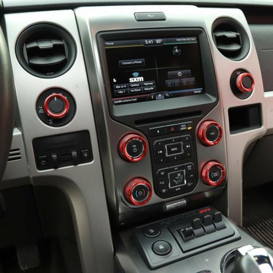 AC CD 4WD Release Mirrors Control Knob Decor Ring for Ford F150 2013-14 Red 8pcs