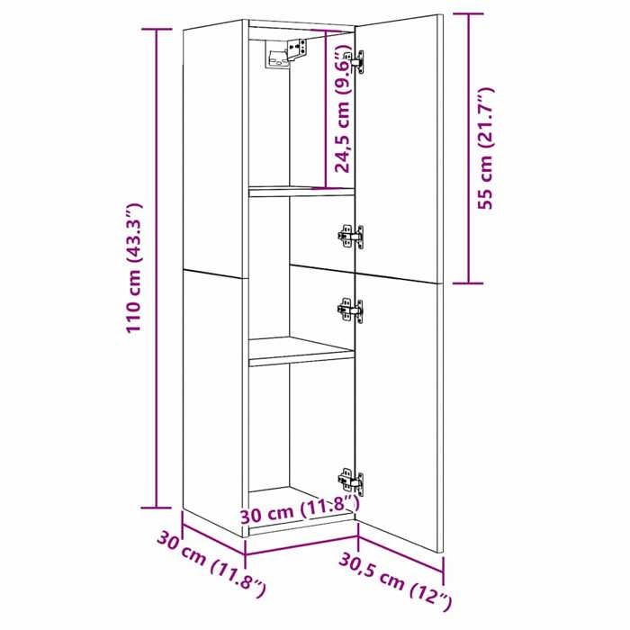 VidaXL Meuble TV chêne artisanal 30,5x30x110 cm bois d'ingénierie, support tv, armoire média, armoire hifi, unité tv, unité 856400