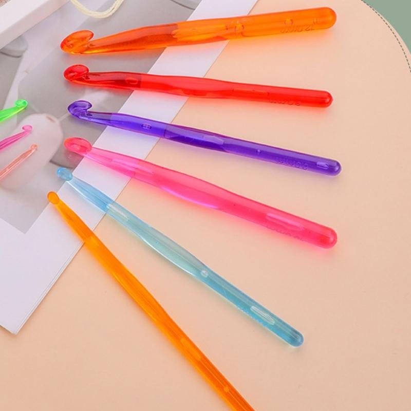 9 шт. Прозрачные Цветные Крючки для Вязания 3-10 мм 12 мм Эргономичная Ручка Крючок для Вязания Игла для Начинающих Опытных Хоббистов