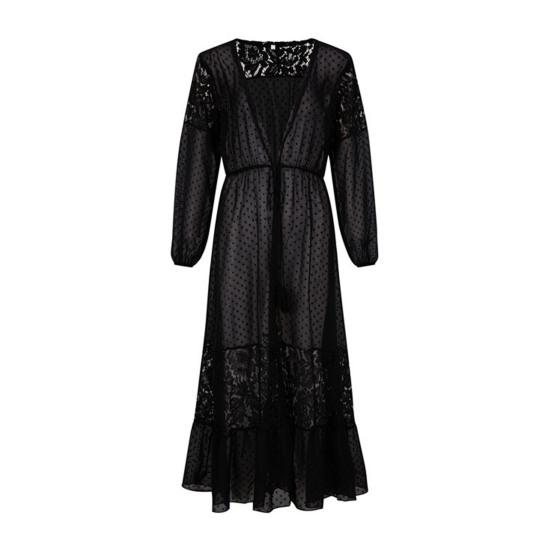 Летнее бикини, прозрачное кружевное тонкое кардиган с длинными рукавами и кисточками, солнцезащитный крем, лоскутное платье макси на шнуровке, летнее пляжное платье, женская одежда