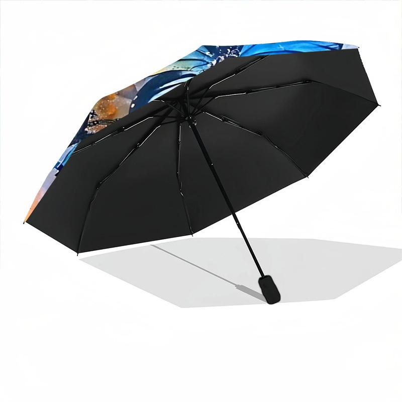 1pc Butterfly Garden Automatic Folding Umbrella, 8-Rib Durable Iron Frame, Compact Travel Umbrella for Women & Men 067