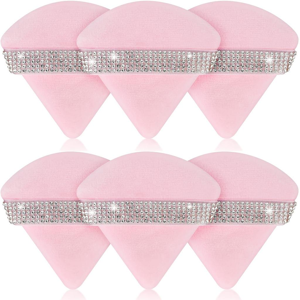 6 шт. Алмазный треугольный спонж для пудры - Мягкий спонж для макияжа лица - Спонж для фиксирующей пудры для рассыпчатой пудры, пудры для тела, для влажного и сухого использования,