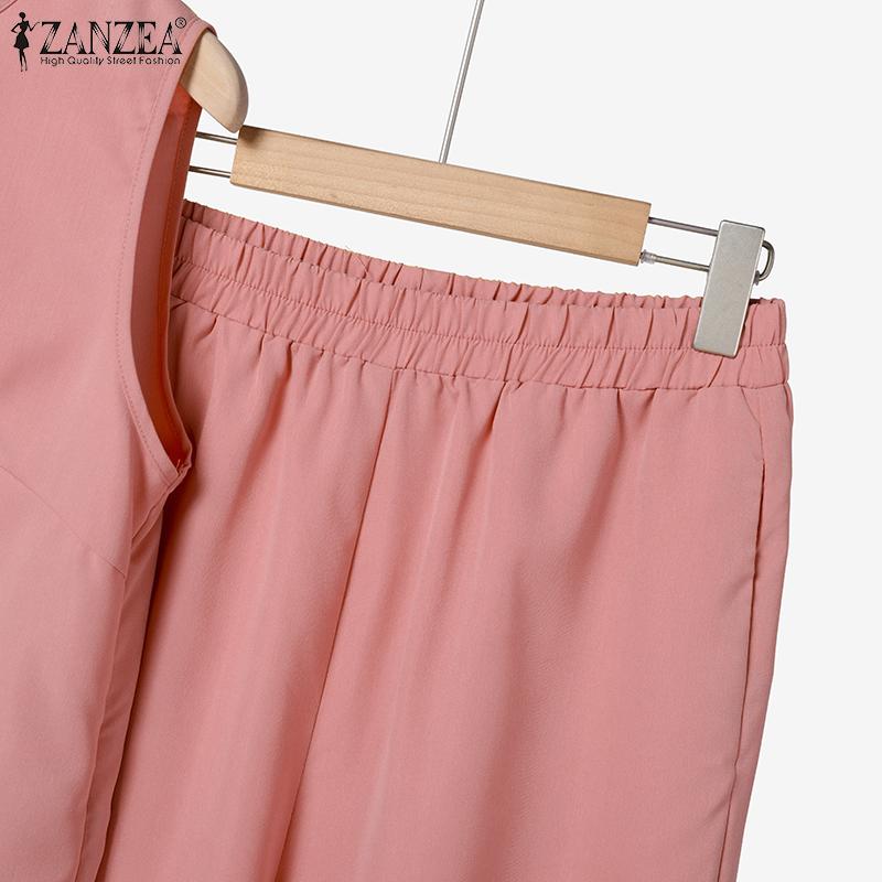 ZANZEA Womens Print Tank Tops and Pants Casual Two Piece Suit Sets